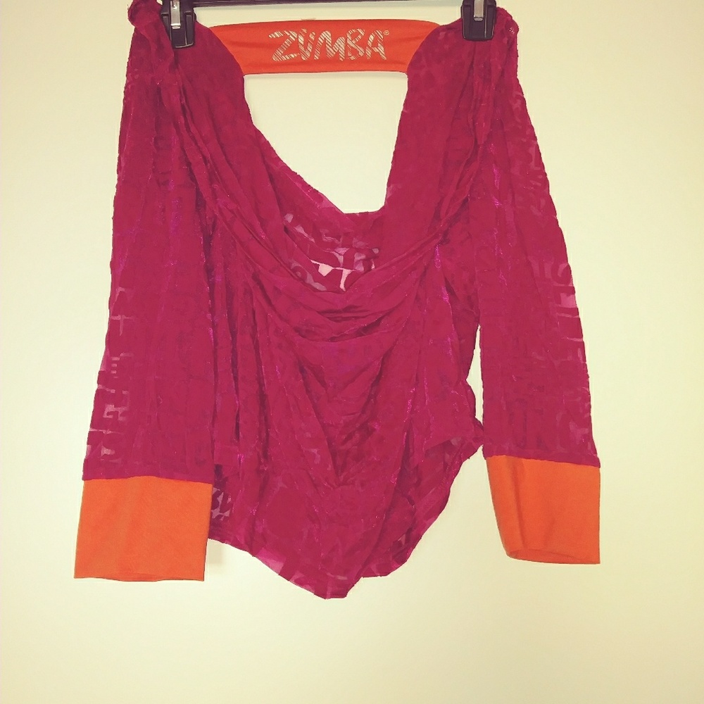 Wemens sheer burgundy and orange shirt,  size M/L